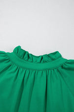 Frill Zip Front Puff Sleeve Top and Skort Set