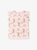 Children's Bunny & Rainbow Print Ruffle Sleeve T-Shirt