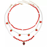 3 Piece Beaded Strawberry Necklace