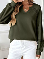 Notched Raglan Sleeve Sweatshirt