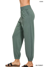 Zenana Scuba Elastic Waist Joggers with pockets