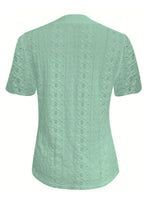 Openwork Notched Short Sleeve Top
