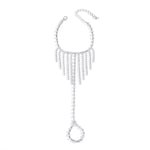 Rhinestone Fringe Hand Chain Bracelet