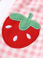Children's Fruit Embroidered Sleeveless Plaid Dress