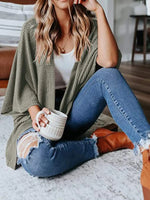 Full Size Open Front Waffle Knit Cardigan Plus Size