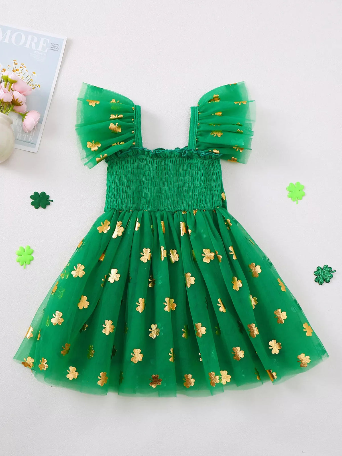Children's Smocked Clover Tulle Dress