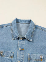 Patched Pockets Side Tie Denim Jacket