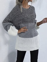 Color Block Round Neck Oversized Sweater