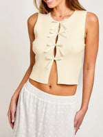 Bow Round Neck Cropped Tank