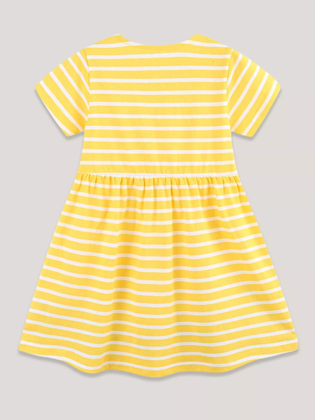 Children's Striped Bunny Embroidered Button-Front Dress