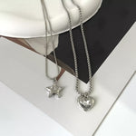 2-Piece Star and Heart Pendant Necklace