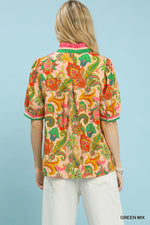 Umgee Jacquard Abstract Print Top