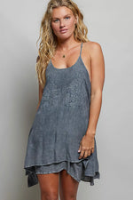 POL Embroidered Adjustable Strap Mini Dress