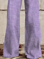 Striped High-Waisted Wide Leg Jeans