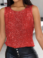 Sequin Round Neck Tank Top