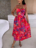 Printed Tie-Strap Midi Dress