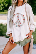 Peace Patch Round Neck Long Sleeve Top