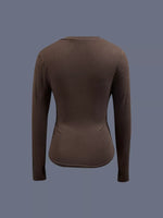 Ruched Long Sleeve T-Shirt with Floral Cuff Detail