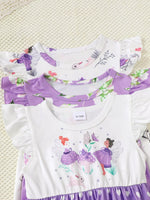 3-Piece Children's Printed Ruffle Sleeve Baby Dress