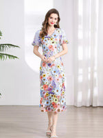 Floral Embroidered Puff Sleeve Midi Dress