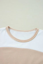 Color Block Patchwork Side Split Tunic T Shirt