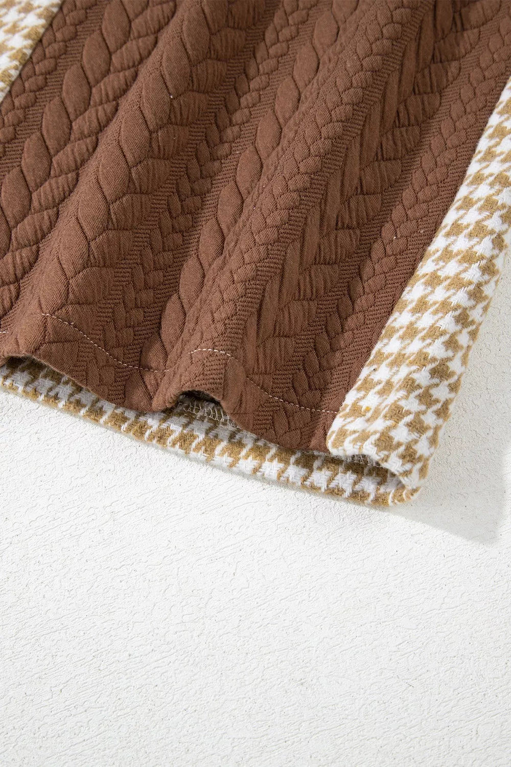 Button DownHoundstooth Color Block Shacket