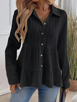 Button-Down Long Sleeve Tiered Shirt