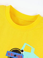 Children's Construction Vehicle Print T-Shirt and Shorts Set