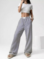 Striped High-Waisted Wide Leg Pants