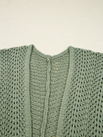 Scalloped Edge Eyelet Knit Batwing Sleeve Cardigan