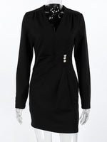 Ruched Surplice Long Sleeve Dress