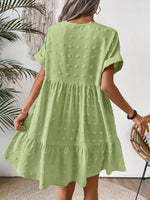 Swiss Dot V-Neck Tiered Mini Dress