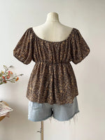 Plus Size Paisley Print Short Sleeve Blouse