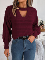 Cable-Knit Cutout Round Neck Sweater