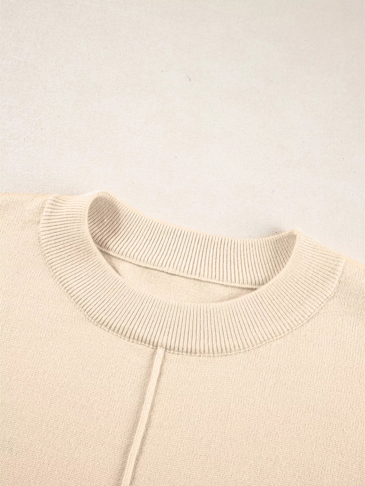 Front Center Seam Drop Shoulder Solid Sweater