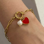 18K Gold-Plated Heart Charm Bracelet