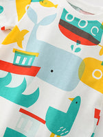 Children's Cartoon Print T-Shirt and Shorts Set