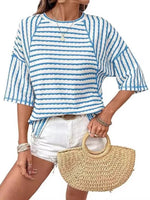 Striped Knit Round Neck T-Shirt