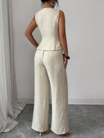 Sleeveless Peplum Top and Wide Leg Pants Set