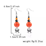 Halloween Spider Pumpkin Drop Earrings