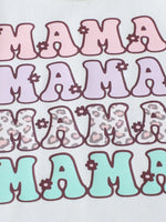 Children's Mama Graphic Tee and Leopard Shorts Set with Headband