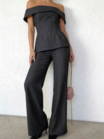 Off-Shoulder Top and Wide-Leg Pants Set
