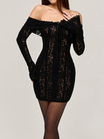 Off-Shoulder Lace Mini Dress