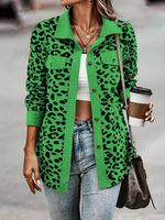 Full Size Leopard Print Button-Down Jacket Plus Size