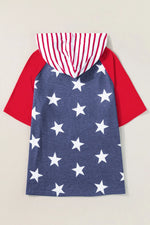 Stars and Stripes Print Drawstring Hoodie