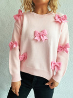 Bow Round Neck Long Sleeve Sweater