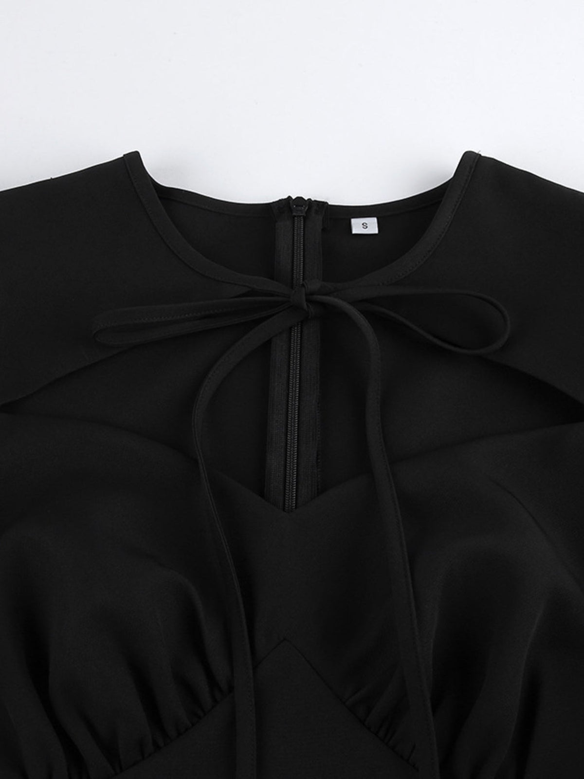 Cutout Front Puff Sleeve Dress