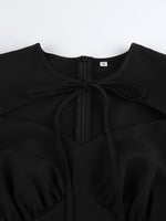 Cutout Front Puff Sleeve Dress