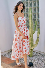 SO ME Shell Print Tiered Lined Midi Cami Dress With Belt