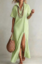 Striped High Slit Maxi Dress